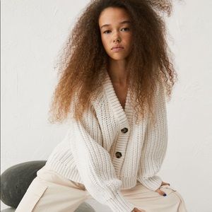 H&M Rib Knit Cream Cardigan, XS
